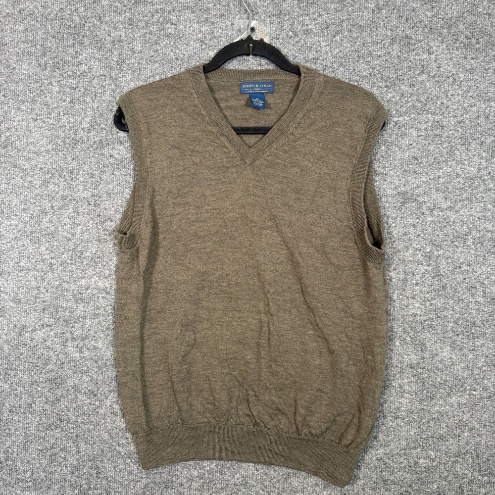Joseph & Lyman Sweater Vest Mens Medium Brown Italian Merino Wool V-Neck Classic
